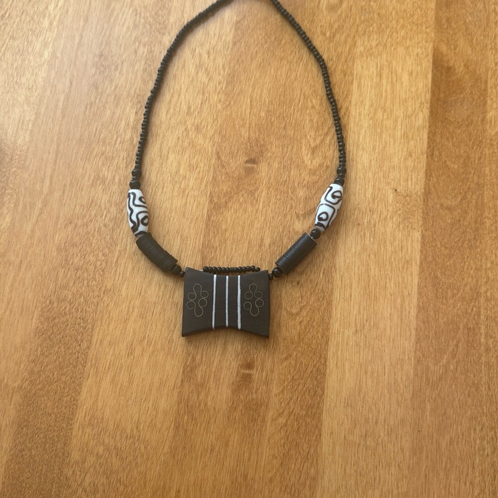 Beautiful Brown and White Beaded Necklace